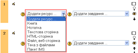 Модулі діяльності Ресурси