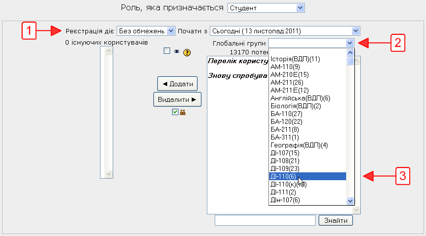 Обрання глобальної групи